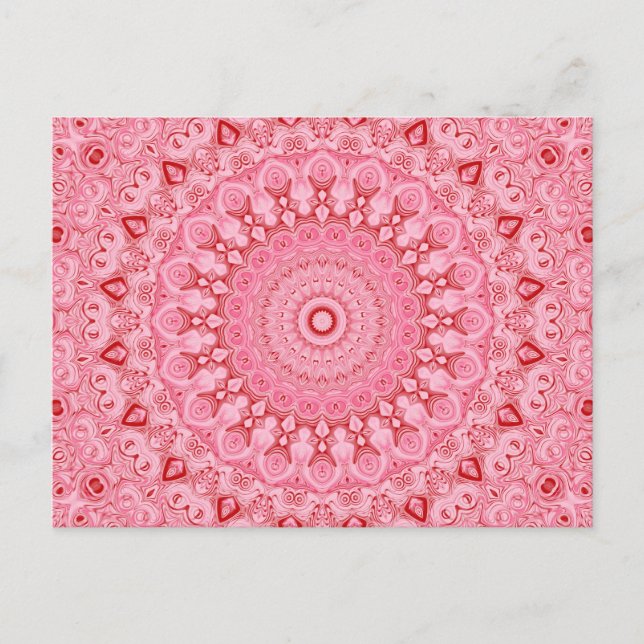 Red and Pink Mandala Pattern Design Postcard (Front)