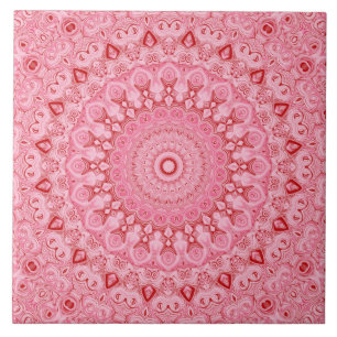 Red and Pink Mandala Pattern Design Tile