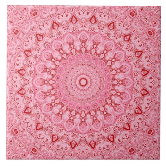 Red and Pink Mandala Pattern Design Tile (Front)