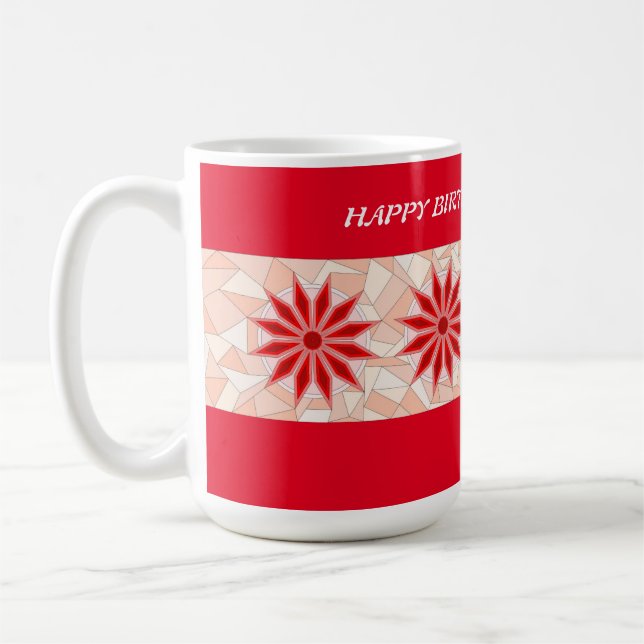 RED AND PINK MIX MUG BIRTH DAY (Left)