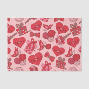 Red And Pink Mothers Day Pattern Tissue Paper