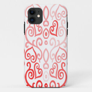 Red and Pink Ombre Heart Pattern Design iPhone 11 Case