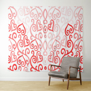 Red and Pink Ombre Heart  Tapestry