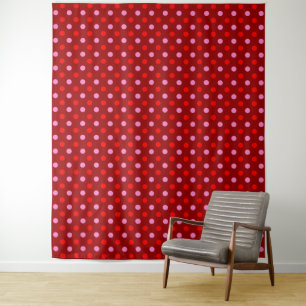 Red and Pink On Maroon Polka Dots Design Tapestry