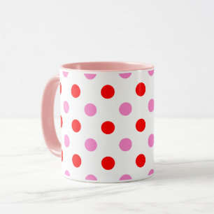 Red and Pink On White Polka Dots Design  Mug
