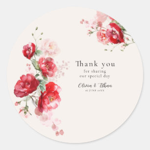 Red and Pink Paper Roses  Classic Round Sticker