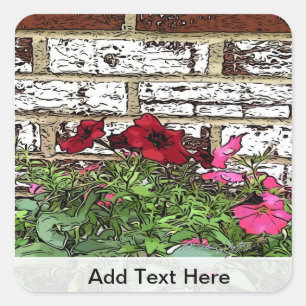 Red and Pink Petunias Square Sticker