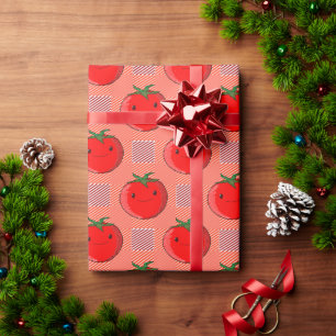 Red and Pink Plaid Tomato Tartan Pattern Wrapping Paper