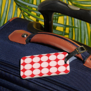 Red and Pink Polka Dot Pattern Luggage Tag