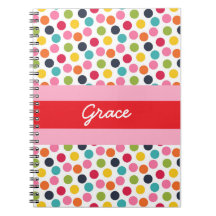 Red and Pink Polka Dot Personalised Note Book