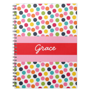 Red and Pink Polka Dot Personalised Note Book