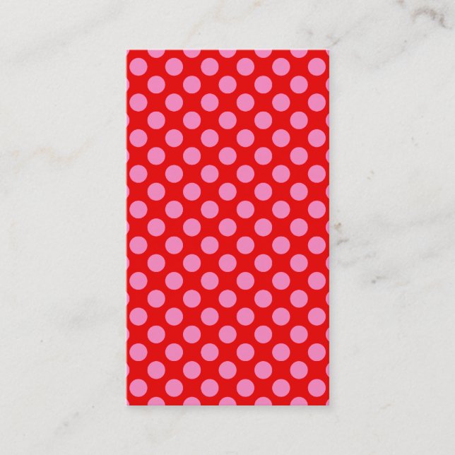 Red and Pink Polka Dots Business Card (Front)