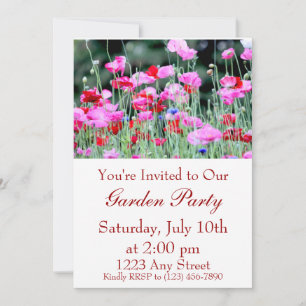 Red and Pink Poppies Invitation