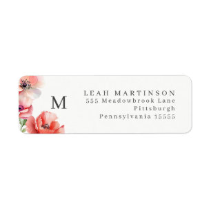Red and Pink Poppy  Flower Wreath Label