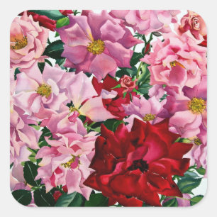 Red and Pink Roses 2008 Square Sticker