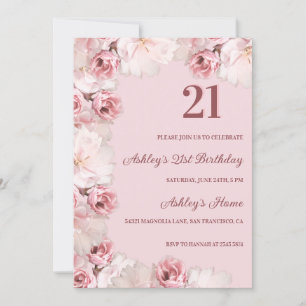 Red And Pink Roses Birthday Invitation