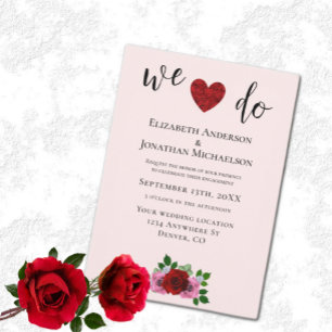 Red and Pink Roses Engagement Party Invitation