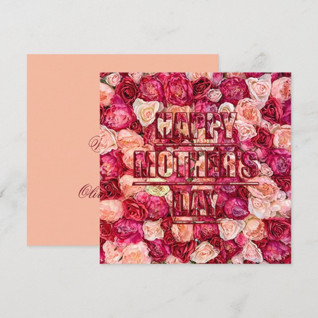 Red and Pink Roses Floral Happy Mother's Day Card (Front/Back)