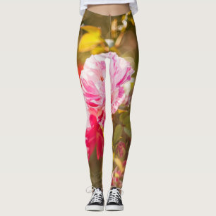 Red and pink roses leggings