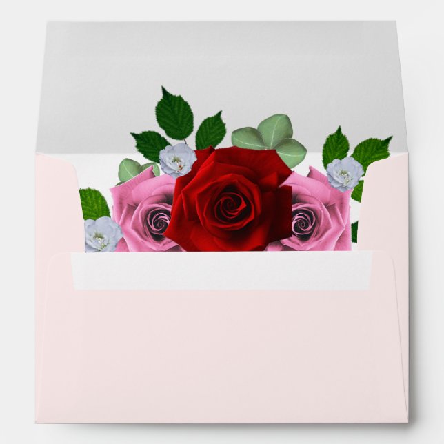 Red and Pink Roses Wedding Envelope (Back (Bottom))