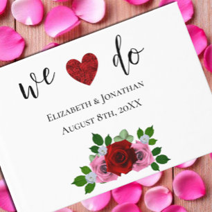 Red and Pink Roses Wedding Guest Book