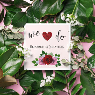 Red and Pink Roses Wedding Napkin