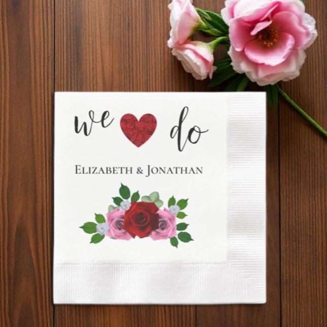 Red and Pink Roses Wedding Napkin (Creator Uploaded)