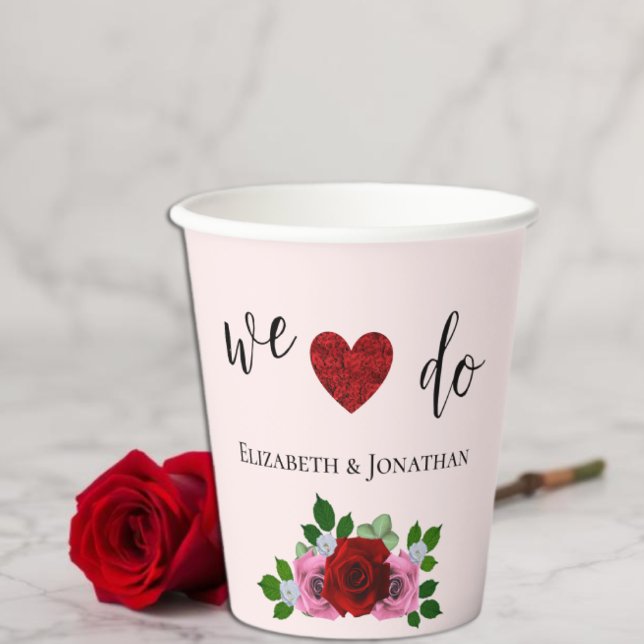 Red and Pink Roses Wedding Paper Cups (Creator Uploaded)