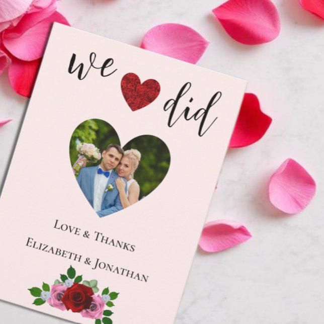 Red and Pink Roses Wedding Thank You Card (Creator Uploaded)