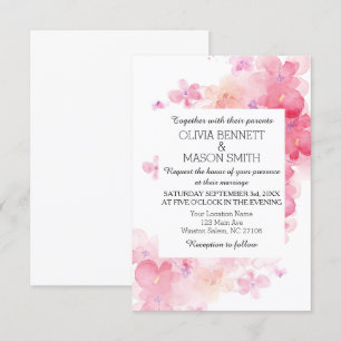 Red and Pink Simple Floral Watercolor Wedding Invitation
