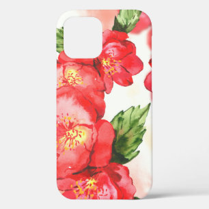 Red and Pink Soft Watercolor Roses iPhone 12 Case