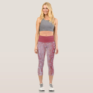 Red and Pink Splotches  Capri Leggings