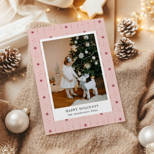 Red And Pink Stars Wallpaper Photo Holiday Card