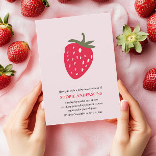 Red and Pink Strawberry Baby Shower Invitation