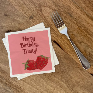 Red and Pink Strawberry Custom Party Napkin