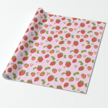 Red And Pink Strawberry Pattern Wrapping Paper