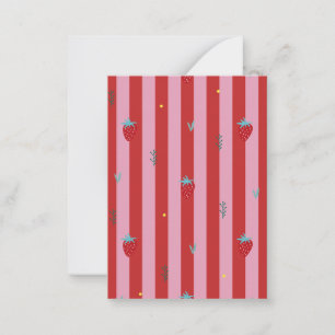 red and pink stripe, bold design with strawberries card