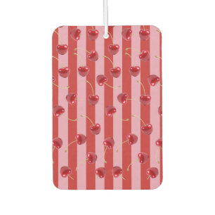 Red and pink stripe design with cherries car air freshener