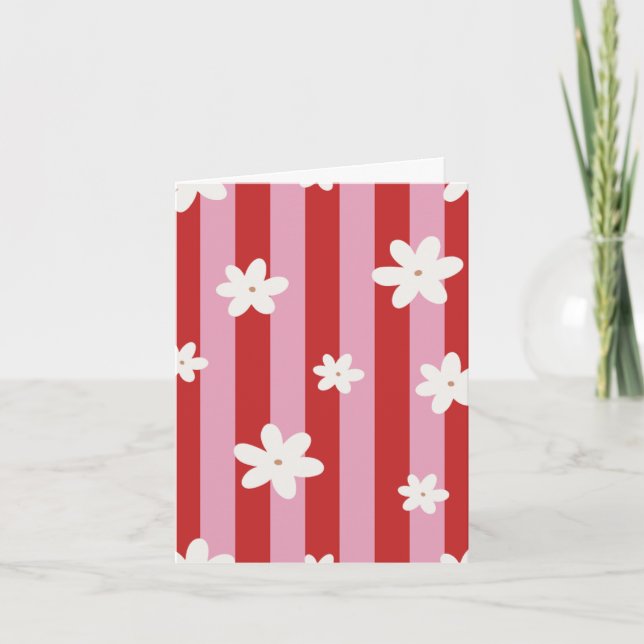 Red and pink stripe flower card (Front)