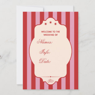 Red and Pink stripe wedding invitation