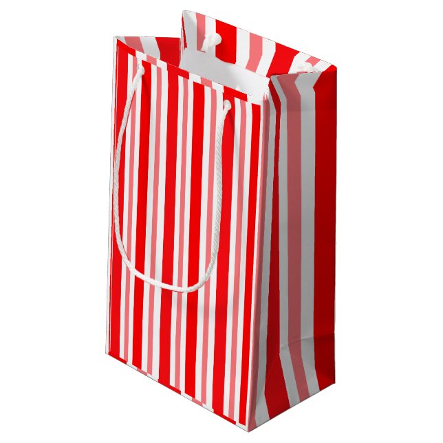 Red and Pink Striped Small Gift Bag (Back Angled)