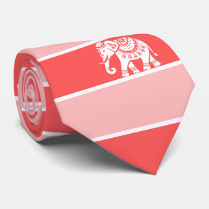 Red and pink stripes with white elephant tie