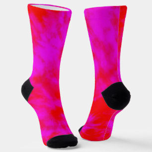 Red And Pink Tie Dye, Crew Socks
