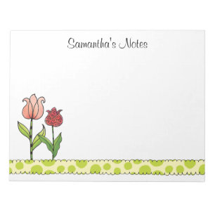 Red and Pink Tulips Personalised 11 x 8.5 Notepad