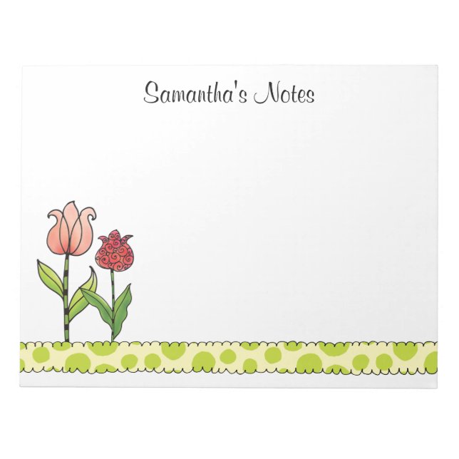 Red and Pink Tulips Personalised 11 x 8.5 Notepad (Front)