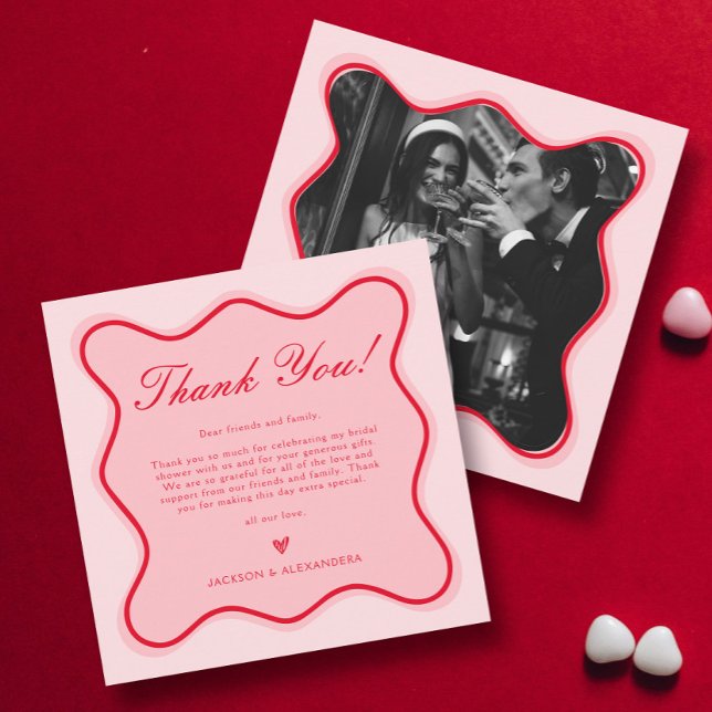 Red and Pink Valentines Bridal Shower Thank You Card (Creator Uploaded)