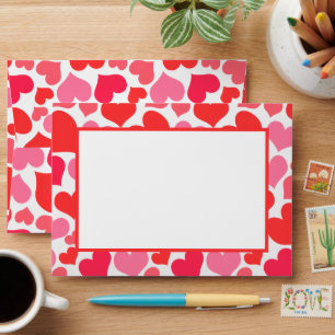 Red and Pink Valentine's Day Hearts for Love Envelope