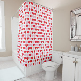 Red and Pink Valentines Day Hearts Shower Curtain