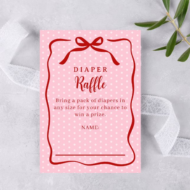 Red and Pink Valentines Diaper Raffle Baby Shower Enclosure Card (Creator Uploaded)