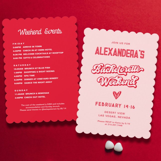 Red and Pink Vegas Bachelorette Party Invitation (Creator Uploaded)